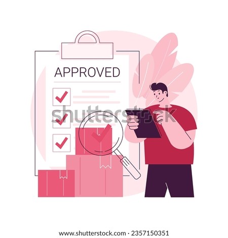 Product quality control abstract concept vector illustration. Product safety standard, customer feedback, warranty certificate, production line, business success, inspection abstract metaphor. Foto stock © 