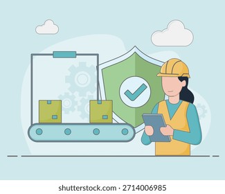 Ilustração vetorial de controle de qualidade do produto para sites e aplicativos de negócios