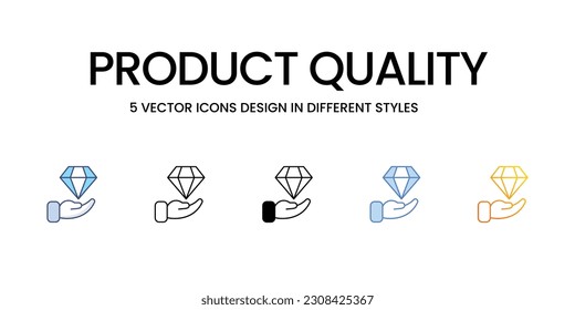 Diseño de iconos de calidad de producto en estilo Cinco con pulsación editable. Línea, Sólido, Línea plana, Color de tono Duo y Línea de degradado de color. Adecuado para diseño de páginas Web, aplicaciones móviles, UI, UX y GUI.