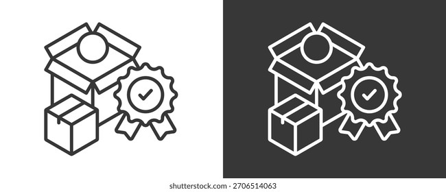 Colección De Vector Del Conjunto Del Icono De La Calidad Del Producto Aislada En Blanco Y Negro