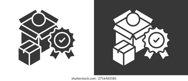 Colección De Vector Del Conjunto Del Icono De La Calidad Del Producto Aislada En Blanco Y Negro