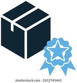 Vetor de ícone de qualidade do produto, enfatizando a excelência e os altos padrões. Ideal para os setores de comércio eletrônico, manufatura ou serviços para significar bens premium e satisfação do cliente.