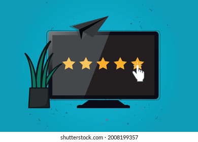 Product Rating Concept - Modern Vector Illustration - Isolated On Blue Gradient Background