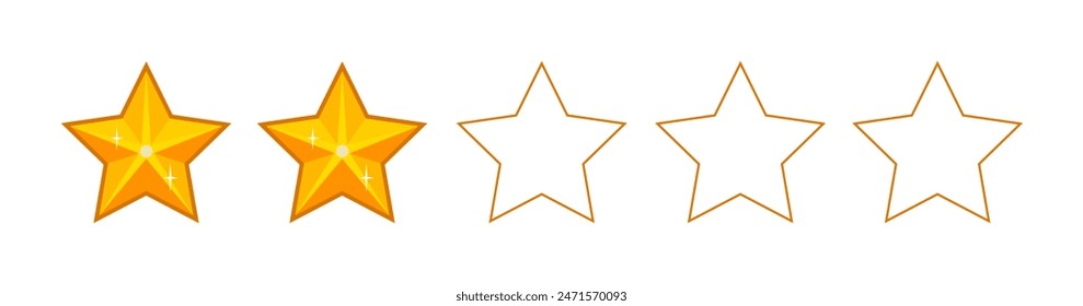 Product rating or customer review feedback with gold stars. Line art. Vector icons for apps and websites