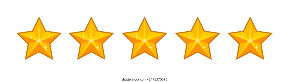 Product rating or customer review feedback with gold stars. Line art. Vector icons for apps and websites