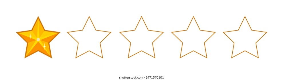 Product rating or customer review feedback with gold stars. Line art. Vector icons for apps and websites