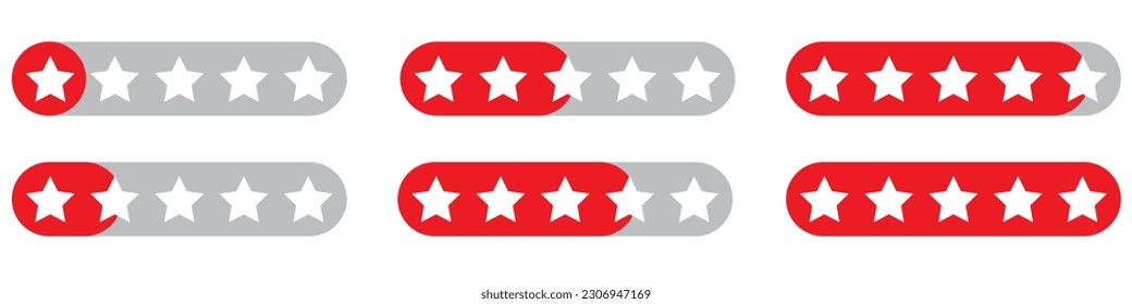 Product rating or customer review with gold stars and half star flat vector icons for apps and websites