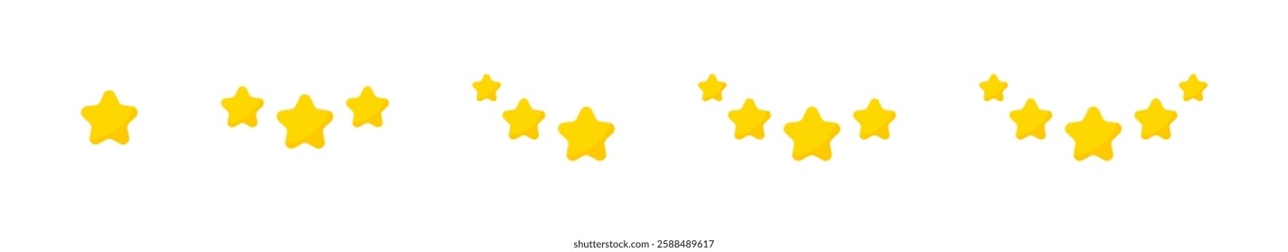Product rating. Rating stars vector icons for apps and websites. Customer feedback stars. Vector 5 stars rating review. Quality stars illustration