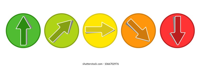 Product Rating System - 5 Arrow Buttons From Green To Red - Vector Illustration - Isolated On White Background