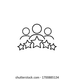 Product ratings five stars, quality rating, feedback, premium icon flat logo in black on isolated white background. EPS 10 vector