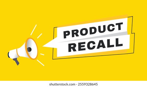 Product recall banner announce flat design graphic element.  Poster or marketing sign.