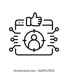 Ícone de linha preta de recomendação do produto para projetos digitais e de impressão.  Ícones mínimos de limpeza para aplicativos e sites. Ícones simples modernos para UI UX e branding