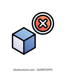 Producto rechazado. Icono de Vector editable, coloreado con trazo delineado.