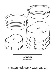 It is a product related to Korean bathing culture. This is overlaid to organize bath chairs and basins.	