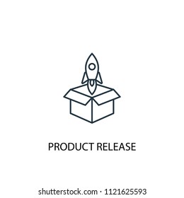 Product release concept line icon. Simple element illustration. Product release concept outline symbol design from startup set. Can be used for web and mobile UI/UX