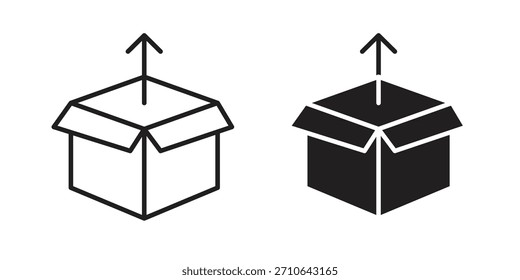 Product release icon in a black stroke vector design and flat solid version on white background