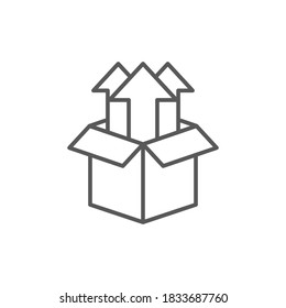 Product release icon. Flat line vector box icon.