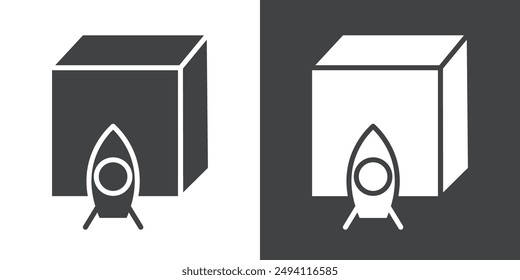 Product release icon Flat set in black and white color outline vector