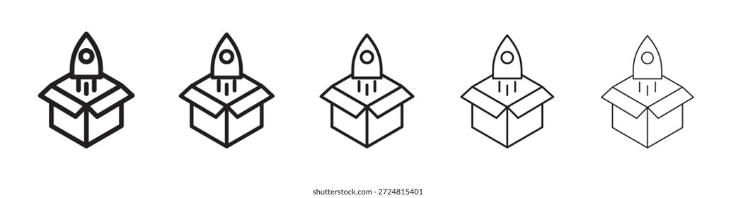Producto de Autorización icono de símbolos lineales Vectores. Conjunto de trazos editables