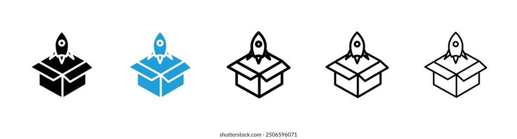 Product release icon. set in black and blue color