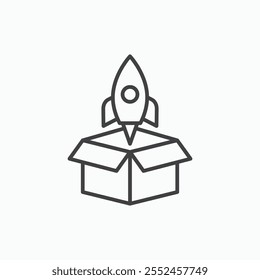 Product release icon set in blackthin line style.