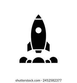 Product release icon. Simple solid style. Launch, rocket, begin, campaign, new, startup, start, fast, project, business concept. Black silhouette, glyph symbol. Vector illustration isolated.