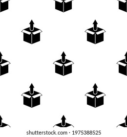Product release symbol seamless pattern isolated on white background.