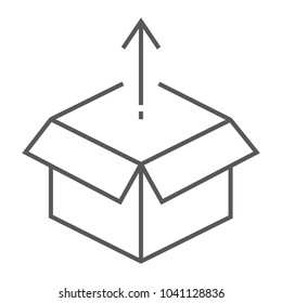 Product release thin line icon, development and business, open box sign vector graphics, a linear pattern on a white background, eps 10.