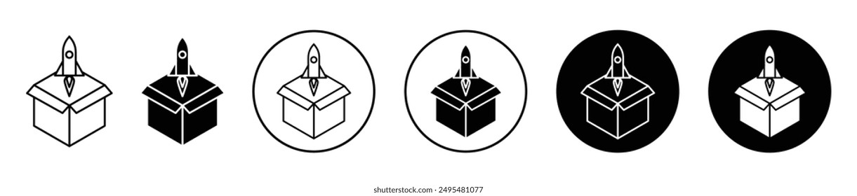 Product release thin line vector icon set.