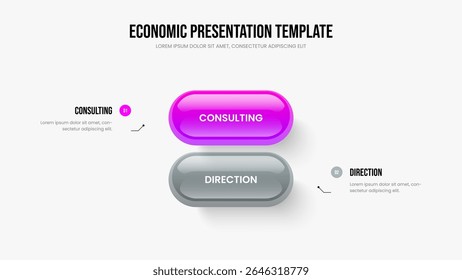 Product Report Two Step Infographic Slideshow Layout. Sales Growth Slide Template Vector Illustration. Business Portfolio 2 Option Diagram Frame Design.