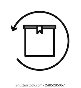 Produktrückgabe Box-Symbol Schwarze Linie Art Vektorgrafik