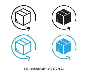 ícono de la caja signo de contorno de Vector blanco y negro