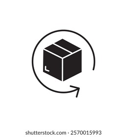 product return Box icon black and white vector outline sign