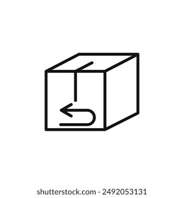 product return Box icon outline collection in black and on white background