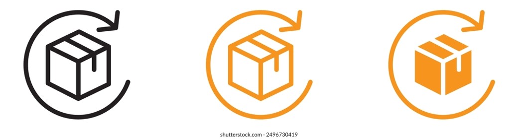 Produktrückgabefeld Symbol Set Kundendienst Illustrationen für Einzelhandel und E-Commerce