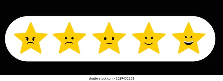 Product review set or customer feedback with gold stars. Different ratings from one to five stars. Review stars with good and bad rating. Customer service.