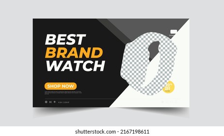 Product review thumbnail or smart watch sale web banner template