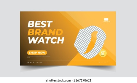 Product review thumbnail or smart watch sale web banner template