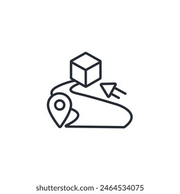 Produkt-Straßenkartensymbol. Vektorgrafik.Editierbarer Strich.Lineares Stilzeichen zur Verwendung Webdesign,Logo.Symboldarstellung.