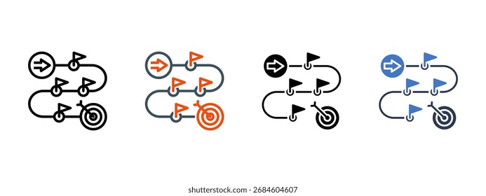 Producto Roadmap Ilustración vectorial de estilo de icono múltiple