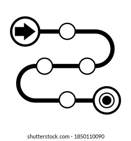 Product roadmap or project development roadmapping line art vector icon for apps and websites
