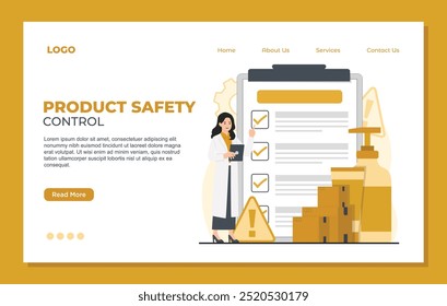 Product safety control Landing Page quality control concept Safety management safety protocols