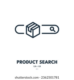 Product Search Icon. Browse, Explore, Find. Editable Stroke. Simple Vector Icon