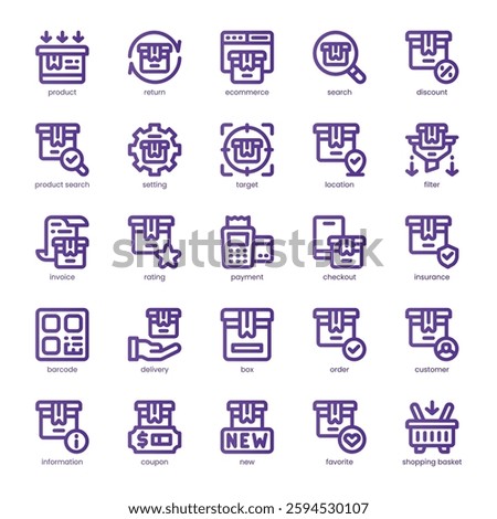 Product Search Icon pack for your website, mobile, presentation, and logo design. Product Search Icon line basic color design. Vector graphics illustration and editable stroke.