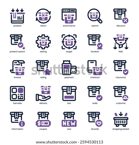 Product Search Icon pack for your website, mobile, presentation, and logo design. Product Search Icon dual tone design. Vector graphics illustration and editable stroke.