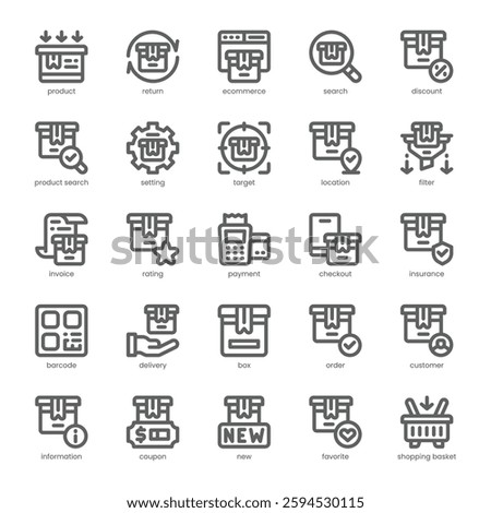 Product Search Icon pack for your website, mobile, presentation, and logo design. Product Search Icon outline design. Vector graphics illustration and editable stroke.