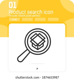 product search vector sign with line style isolated on white background. Vector illustration package icon sign symbol icon concept for web, ui, ux, website, business, logistics, delivery, mobile apps