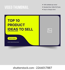 Product sell youtube video thumbnail template design, creative thumbnail offer cover template, vector eps file