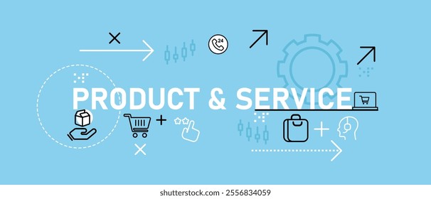 Product and service goods services by company sell to customer banner web header with icon flat 