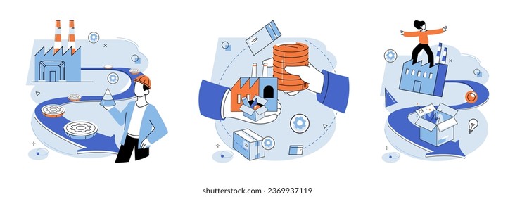 Modelo de producto a servicio. Ilustración vectorial. El producto está diseñado para satisfacer las necesidades y preferencias del cliente Los servicios desempeñan un papel vital en la mejora de la experiencia general del cliente El modelo de negocio